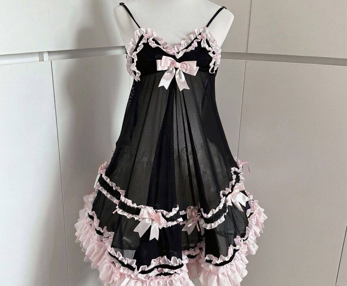 二次元cosplay居家带胸垫睡裙网纱蕾丝花边甜辣吊带可外穿家居服