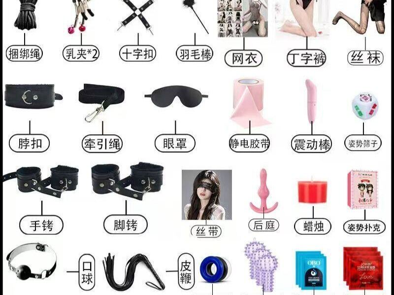一整套的捆绑套装,调教小工具。